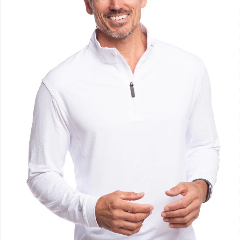 Pebble Beach White Performance Top Quarter-Zip Golf Pullover Sz L -